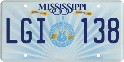 MS license plate LGI138