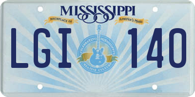 MS license plate LGI140