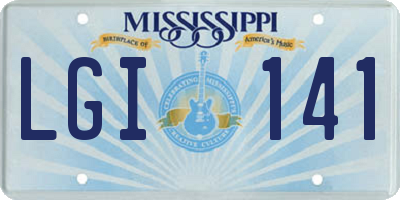 MS license plate LGI141
