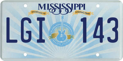 MS license plate LGI143
