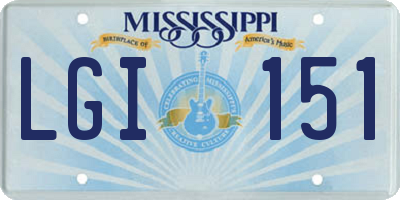 MS license plate LGI151