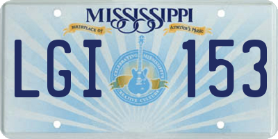 MS license plate LGI153