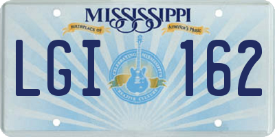 MS license plate LGI162