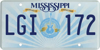 MS license plate LGI172