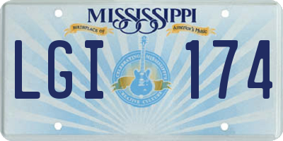 MS license plate LGI174