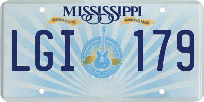 MS license plate LGI179