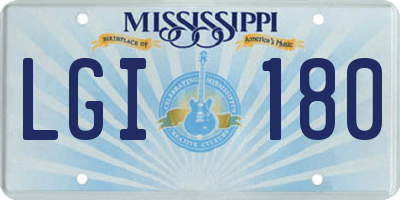 MS license plate LGI180
