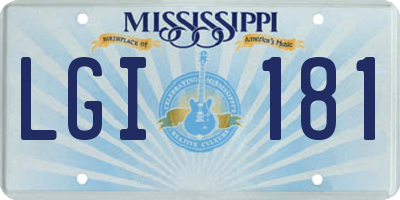 MS license plate LGI181