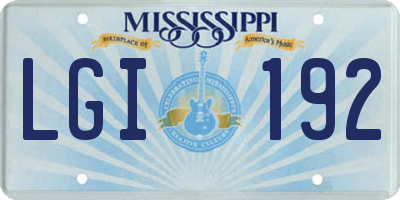MS license plate LGI192