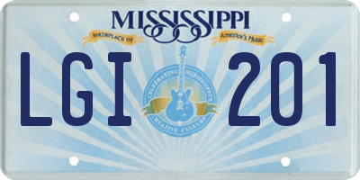 MS license plate LGI201