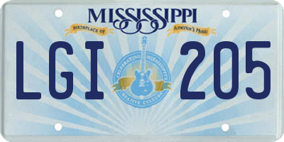 MS license plate LGI205