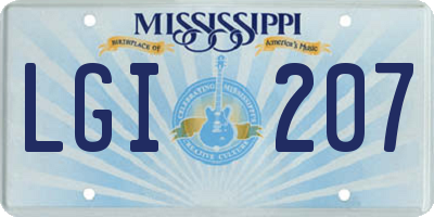 MS license plate LGI207