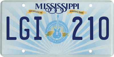MS license plate LGI210