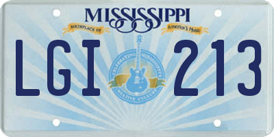 MS license plate LGI213