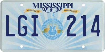 MS license plate LGI214