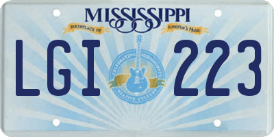 MS license plate LGI223