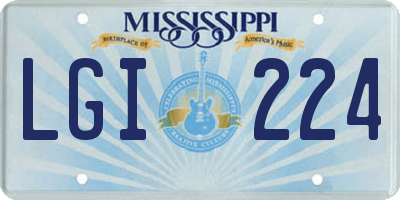 MS license plate LGI224