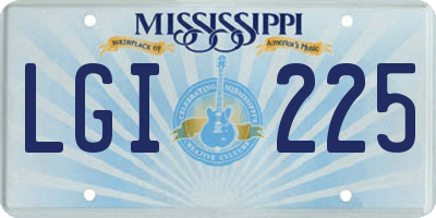 MS license plate LGI225
