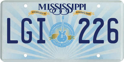 MS license plate LGI226