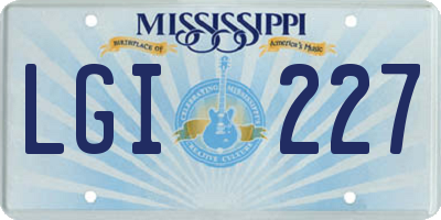 MS license plate LGI227