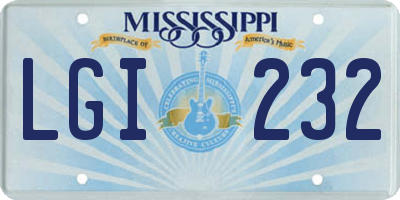 MS license plate LGI232