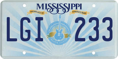 MS license plate LGI233