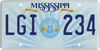 MS license plate LGI234