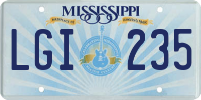 MS license plate LGI235