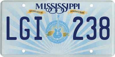 MS license plate LGI238
