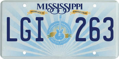 MS license plate LGI263