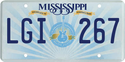 MS license plate LGI267