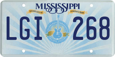MS license plate LGI268