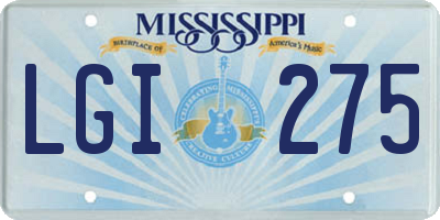 MS license plate LGI275