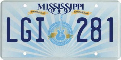 MS license plate LGI281