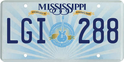 MS license plate LGI288