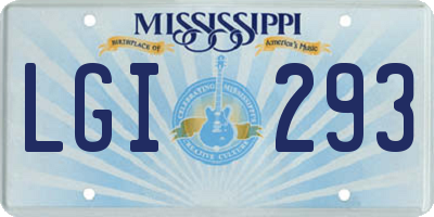 MS license plate LGI293