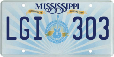 MS license plate LGI303
