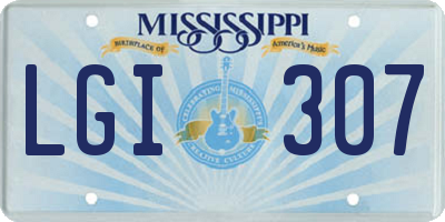 MS license plate LGI307