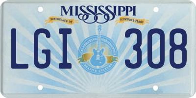 MS license plate LGI308