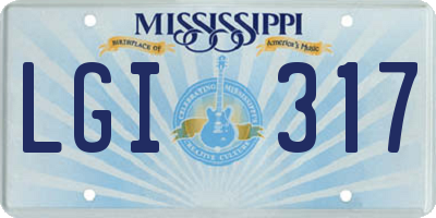MS license plate LGI317