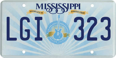 MS license plate LGI323