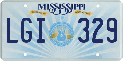 MS license plate LGI329