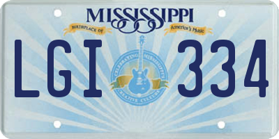 MS license plate LGI334