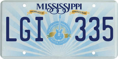 MS license plate LGI335