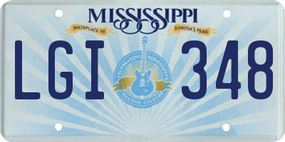 MS license plate LGI348