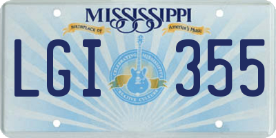 MS license plate LGI355