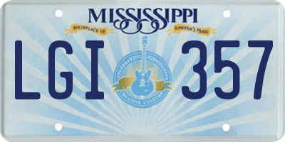 MS license plate LGI357