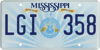 MS license plate LGI358