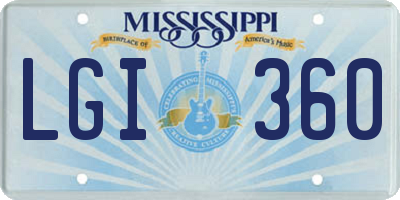 MS license plate LGI360