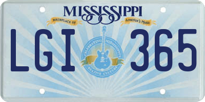 MS license plate LGI365